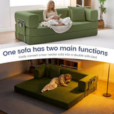 GEARIVY Folding Sofa Bed Convertable Corduroy Couch King Size Floor Sleeper 4-in-1 DIY Combination Modular Sofa Fold Out Futon Lounge Comfy Foldable Lazy cama for Living Room GEARIVY