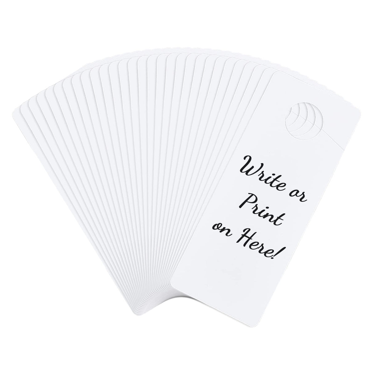 GLOBLELAND 30Pcs 8x3.23Inch PVC Door Knob Hangers Blank Door Signs to Write Your Own Messages for DIY Craft Home Office Hotel Restaurant Decoration GLOBLELAND