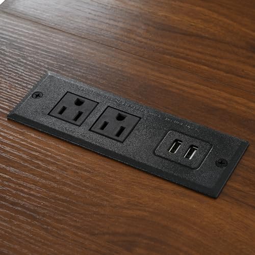 YOPTO Farmhouse Kitchen Island with Power Outlet,Kitchen Storage Island W/Internal Storage Rack,Drop Leaf,Spice Rack,Rolling Kitchen Cart on Wheels for Home,Kitchen and Dining Room,White,54.5" YOPTO