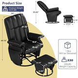 AODAILIHB 360° Swivel Glider Recliner with Ottoman, Nursing Glider Rocking Chair with Foot Rest & 2 Side Pockets for Nursery, Living Room, Bedroom, Office, Black