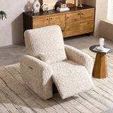 EONIX Real Zero Clearance Wall Hugger Power Recliners for Small Spaces, RV Recliner Chairs with Charging Ports and Side Pokects, 400lbs Heavy Duty, SXXY015, Plush Fabric, Beige