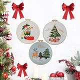 Esffaci Embroidery Starter Kit for Adult Beginner with Xmas Tree Pattern Stamped Cross Stitch Set with Embroidery Cloth Hoop Needle Threader Embroidery Floss and Instruction