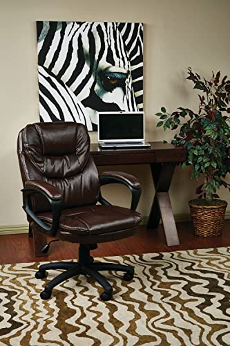 Office Star FL Series Faux Leather Manager's Adjustable Office Chair with Lumbar Support and Padded Arms, Chocolate Office Star Products