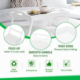 Breakfast Tray Table with Folding Legs Serving Tray Bamboo Dinner Trays for Platter Laptop Desk Bed Table Kitchen Serving Tray Snack Trays Large Size (White Large) Artmalle