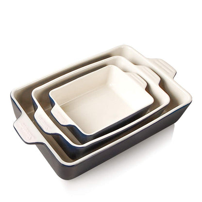 Sweejar Ceramic Bakeware Set, Rectangular Baking Dish for Oven Lasagna Pans for Cooking, Kitchen, Cake Dinner, Banquet and Daily Use, 11.8 x 7.8 x 2.76 Inches of Casserole Dishes (Navy)