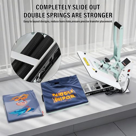 BetterSub Heat Press 15x15 inch Digital Heat Press Machine, Slide Out Industrial Quality T-Shirt Heat Transfer Machine Teal BetterSub