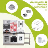 BRINJOY Kids Kitchen Playset, Wooden Toddler Kitchen Set w/Curtains, Coffee Maker, Storage Shelf, Stove,Sink, Utensils, Light & Sound, Kids Pretend Play Kitchen Toy Gift for Girls Boys (3-Stage) BRINJOY