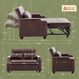 VINGLI Rustic Futon Sofa Bed Convertible Loveseat Sleeper Sofa Couch, Pullout Sofa Fold Out Couch Bed with USB Ports, Cup Holders, Armrest for Living Room, Bedroom Apartment Room VINGLI