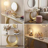 MISXEOE Modern Luxury Console Table, 47.2" Sintered Stone Entryway Table with Sculptural Metal Base, Narrow Sofa Table Behind Couch for Living Room, Hallway, Foyer(White+Gold,39.3"x11.8"x31.5") MISXEOE