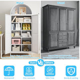 GangMei Metal 72" H Arched Pantry Cabinet with 6 Adjustable Shelves,White Arched Cabinet with 2 Doors for Kitchen Living Room,Required Assembly GangMei