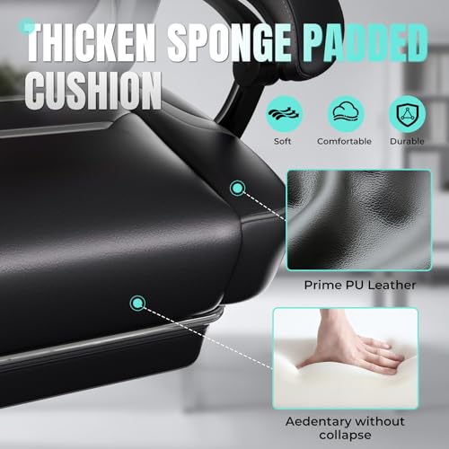 LUCKRACER Gaming Chair, Video Game Chairs Gaming Computer Chair with Footrest 350Lb Heavy Duty Gaming Chair Ergonomic Office Chair Lumbar Support for Adults, High Back, Swivel Seat, Recliner(Grey) LUCKRACER