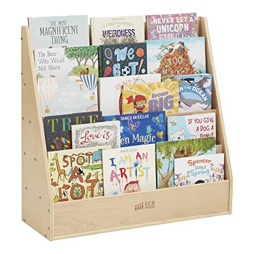 ECR4Kids Streamline Single-Sided Book Display with Storage, Classroom Bookshelf, Natural ECR4Kids