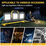 21000 Lumen Work Lights with Stand, 3 Adjustable Head LED Work Light, with Adjustable and Foldable Tripod Stand, Waterproof Lamp with Individual Switch with 6500 Kelvin Color Temperature GUWELL