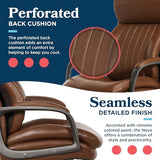 La-Z-Boy Nova Executive Office Chair, Patented AIR Ergonomic Support Technology, High-Back Premium Comfort & Support, Cognac Brown Vegan PU Leather La-Z-Boy