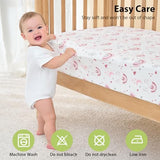 FIEMOL Baby Crib Sheets Girl, 3 Pack Toddler Bed Sheets Fitted for 52”x28” Standard Crib and Toddler Mattresses, Super Soft Microfiber Pink Rainbow FIEMOL