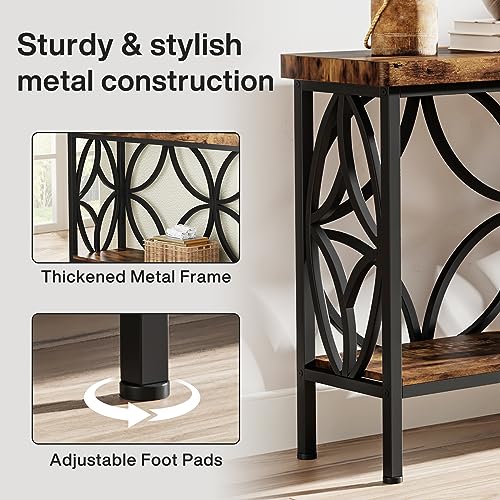 Tribesigns 70.9-Inch Narrow Sofa Table, Industrial Long Sofa Table Behind Couch, Entry Console Table with Storage for Entryway, Living Room, Foyer, Unique Design, Rustic Brown - WoodArtSupply