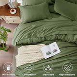 Anluoer Twin Comforter Set 5 Pieces, Olive Green Bed in a Bag with Sheets, All Season Bedding Sets with 1 Comforter, 1 Pillow Sham, 1 Pillowcase, 1 Flat Sheet, 1 Fitted Sheet Anluoer