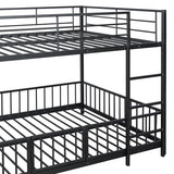 Harper & Bright Designs Full Over Full Metal Bunk Bed with Slide, Heavy Duty Bunk Bed with Small Door, Fence and Ladder for Girls Boys, Black Harper & Bright Designs