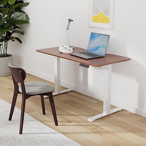 Vari Essential Electric Standing Desk for Home Office – 48x24 Sit-Stand VariDesk, 4 Memory Height Presets, 2-Piece Laminate Wood Top, Sturdy T-Style Legs, Supports 150 Lbs + Easy Assembly (Hazel Wood) Vari