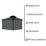 Gazebo Universal Replacement Privacy Curtain, 10'X12' Gazebo Curtains Outdoor Waterproof, 4-Panels Sidewall Curtains with Zipper for Patio, Garden and Backyard (Only Curtains, 10'x12', Grey) Tngan