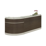 NBF Modern Reception Desk Counter Office Lobby Salon Retail Checkout Desk Curved 96" W x 31" D Driftwood Laminate nbf signature series