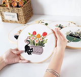 GLTAYLMY 3pcs Embroidery Kit for Beginners DIY Adult Beginner Embroidery Kits with Cat Pattern 1 Embroidery Hoops Needles Threads and Instructions