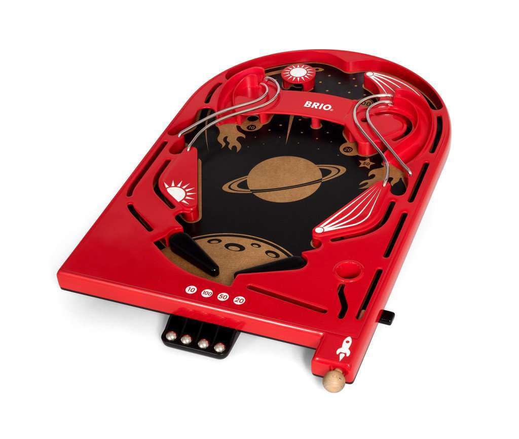 BRIO 34017 Pinball Game - Classic Vintage Arcade Style | Engaging Brain Game for Kids and Adults | Ideal Gift for Ages 6 and Up, Red BRIO