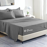SLEEP ZONE Extra Deep Pocket Full Sheet Set 4 Piece - Super Soft Brushed Microfiber Bedding Sheets Set Fits Deep Mattress Upto 21 inches (Grey, Full) SLEEP ZONE