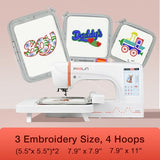 POOLIN EOC06 Embroidery Machine 7.9x11 Inch Large Hoop for Beginners,Computerized 7 Inch Touchscreen,Machine Embroidery Gifts,Includes Hoops,USB,Stabilizer,Bobbins,Home Embroidery Machine Poolin