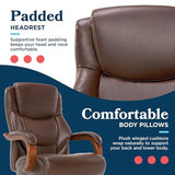 La-Z-Boy Delano Big & Tall Executive Office Chair, Ergonomic Mid-Back Body Pillow Lumbar Support, ComfortCore Memory Foam Cushion, Mahogany Wood Arms & Swivel Base, Bonded Leather, Chestnut Brown La-Z-Boy