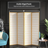 Red Lantern 6 ft. Tall Window Pane Shoji Screen - Natural - 4 Panels Red Lantern