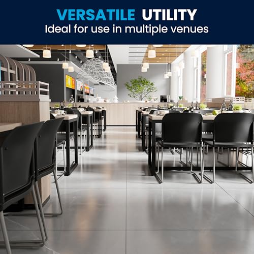 Flash Furniture Hercules Series Contoured Stacking Chairs for Waiting Rooms and Offices, Ergonomic Lobby Chairs with Curved Back, Set of 5, Black Flash Furniture