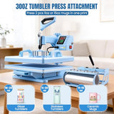 AKEYDIY Heat Press 15x15 inch 8 in 1 with 30OZ Tumbler Press, 360° Swivel Away Slide Out Digital Shirt Press Machine, Industrial Heat Transfer Machine Sublimation for T-Shirt (15x15-8 in 1 Blue) AKEYDIY