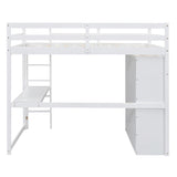 SOFTSEA Space-Saving Full Size Loft Bed with Integrated Desk, Wardrobe, and Storage Drawers SOFTSEA