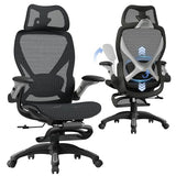 ELABEST X100 Ergonomic Mesh Office Chair with Footrest, Big and Tall Hone Desk Chair with 5D Flip-Up Arms, Adjustable 3D Lumbar Support,Gaming & Executive Computer Chairs ELABEST