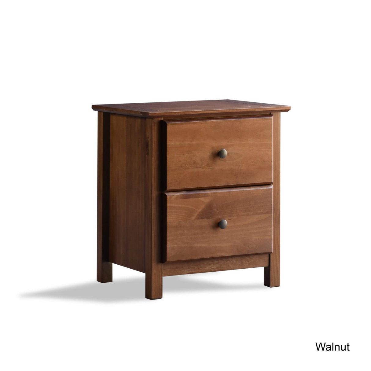 Grain Wood Furniture Shaker 2-Drawer Bedside Nightstand, Solid Wood with Walnut Finish Grain Wood Furniture