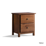 Grain Wood Furniture Shaker 2-Drawer Bedside Nightstand, Solid Wood with Walnut Finish Grain Wood Furniture