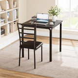 ELETHEBIA Dining Table Set for 2 Person Seat,Table with 2 Upholstered Chairs - Spacious Square Rounded Corner Top, Perfect for Apartment Living Room, Dining Room, Study, and Kitchen Workspace (Black) ELETHEBIA