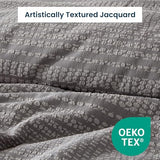 SLEEP ZONE Striped Duvet Cover Set Queen Size, 3 Pieces Boho Bedding Set for All Season 1 Durable and Soft Jacquard Duvet Cover with 2 Pillow Shams, 90"x90", Grey Striped SLEEP ZONE