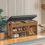 VASAGLE CUSTOS Collection - Storage Bench with Cushion, Shoe Bench, Padded Seat, Hidden Storage, Entryway, Hold up to 300 lb, 11.8 x 31.5 x 17.3 Inches, Rustic Brown and Ink Black ULHS30BX VASAGLE