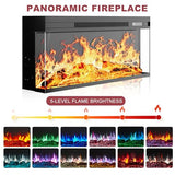 OneBlis 97" Fireplace TV Stand with 36" Electric Fireplace, Farmhouse Entertainment Center for TVs up to 100", Media Console Table with Large Storage Cabinets, for Living Room, White OneBlis