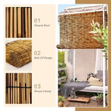 TOOKNIN Bamboo Roll-Up Window Blinds - Set of 2, 47" W x 71" H Brown Bamboo Shades for Enhanced Privacy and Sun Protection TOOKNIN
