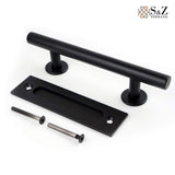 S&Z TOPHAND 30 in. x 84 in. Unfinished British Brace Knotty Barn Door with 5FT Sliding Door Hardware Kit/Solid Wood/Sliding Door/Double Surfaces/A Simple Assembly is Required (30, Door+J Shape) S&Z TOPHAND