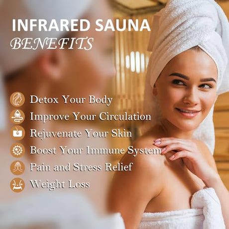 2024 Upgrade 1 to 2 Person Infrared Sauna, Low EMF Infrared Sauna for Home, Indoor Sauna Room, Hemlock Wooden Far Infrared Sauna, Dry Sauna with Bluetooth Speakers, LED Reading and Chromotherapy Lamp PioneerWorks