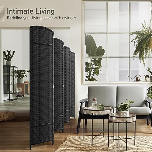 Sorbus 8-Panel Black Room Divider with Double Hinged Panels, 6 ft Tall Folding Privacy Screen Sorbus