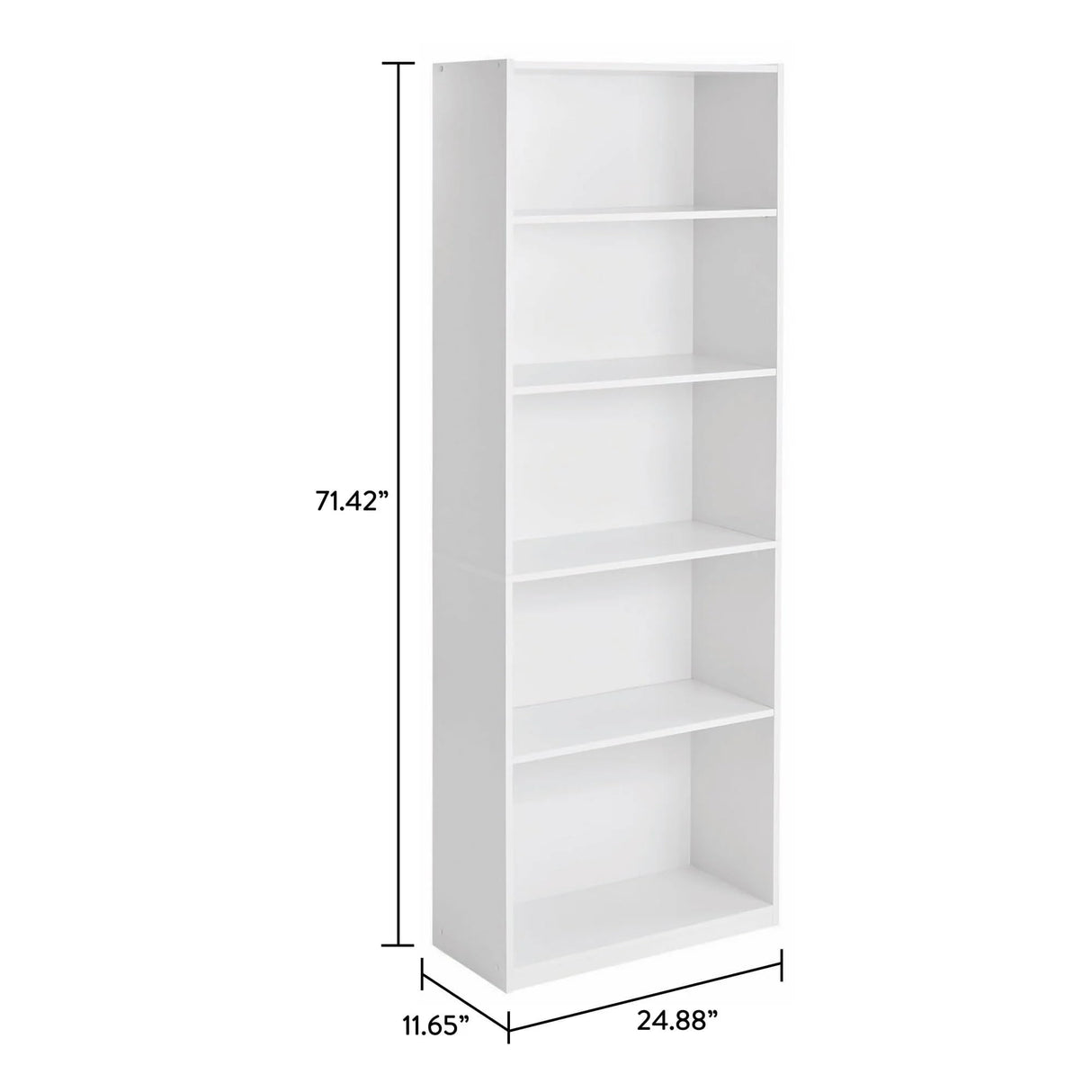 TnLoji 5-Shelf Bookcase with Adjustable Shelves, Open Storage Shelf, 11.65 x 24.88 x 71.42 Inches, for Living Room, Home Office, Dinning Room White TnLoji