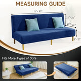 XIAROGEE Armless Futon Cover Velvet Futon Slipcover Soft Stretch Couch Covers with No Arm Sofa Bed Cover with Non-Slip Thick Plush Furniture Protector Washable Couch Slipcovers for Living Room(Navy) XIAROGEE