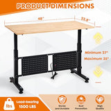 GVGBUK 48 Inch Adjustable Height Workbench, 1500 LBS Capacity Garage Work Table with Power Outlets, USB Ports & Pegboard, Solid Wood Top Work Bench for Workshop, Office, Garage GVGBUK