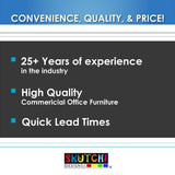 SKUTCHI DESIGNS INC. 6 Person Arc Boat Conference Table with Metal T Bases | Harmony Series | 7 Ft | White Cypress with Matte Black Base SKUTCHI DESIGNS INC.