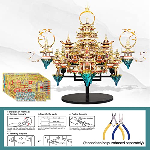 Piececool 3D Metal Asian Puzzles Model Kits- LINGXIAO Palace Metal Building Kits for Adults, Brain Teaser Puzzle DIY Handcraft Best Gifts for Man Woman Family